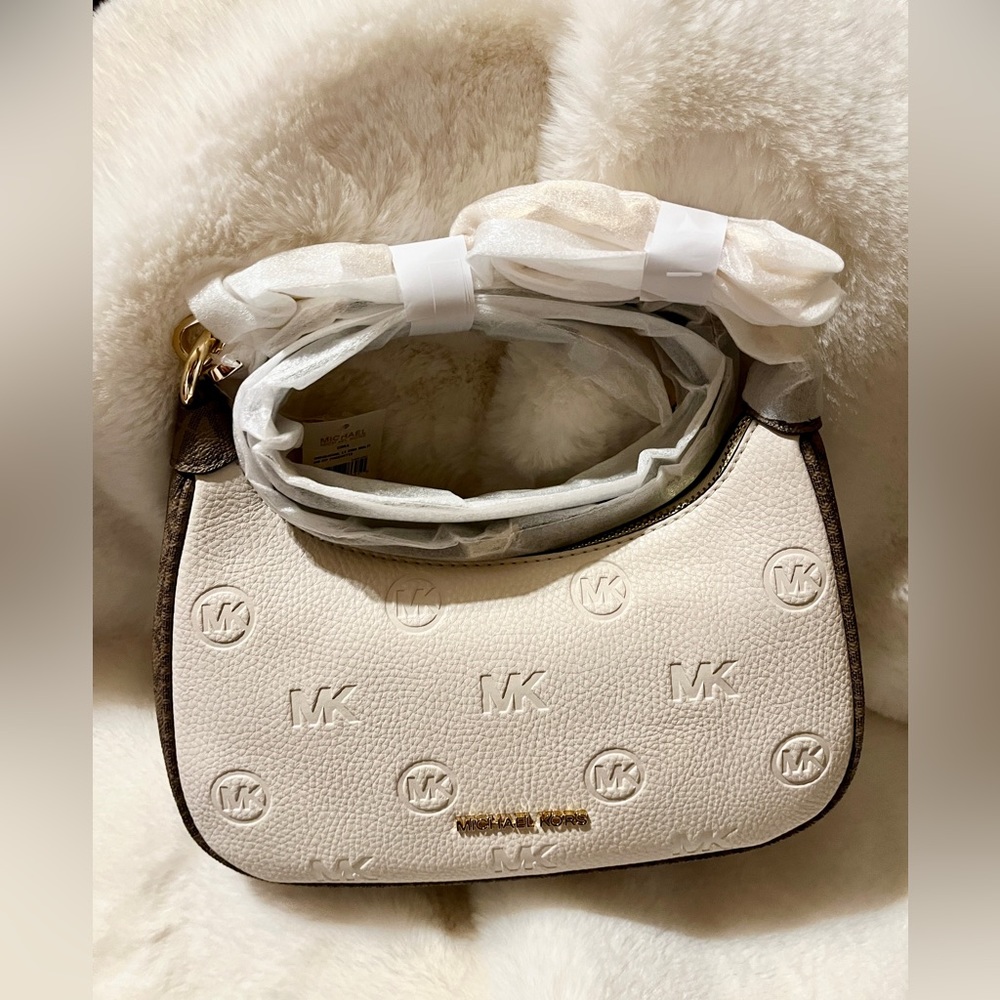 Michael Kors Cora Medium Logo Embossed Shoulder Bag
